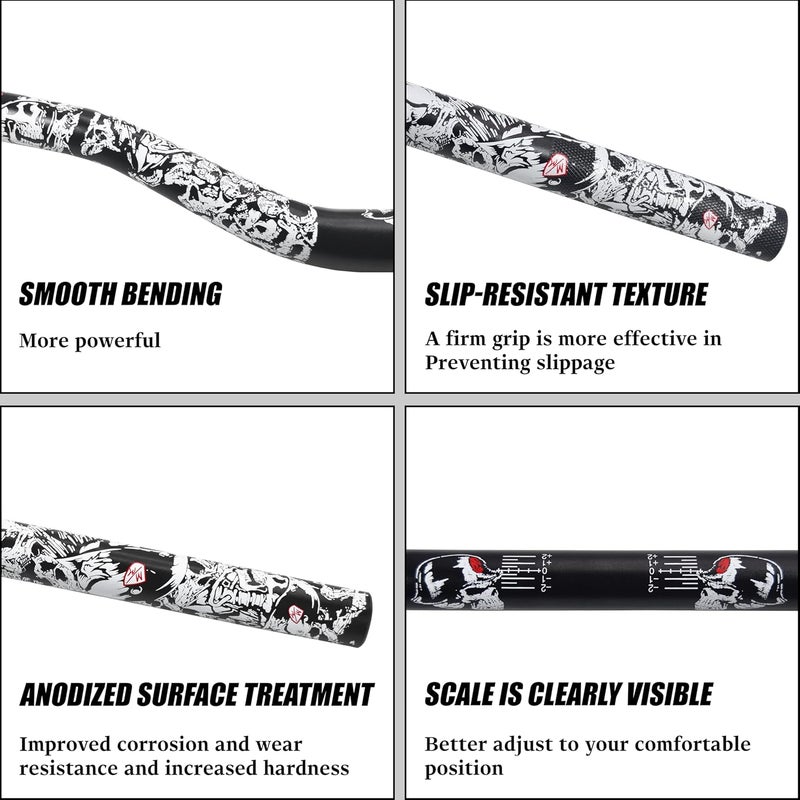 JXPANG Universal 1 1/8" 28mm Dirt Bike Handlebars 6063 Aluminum,Upgraded Pit Bike Handlebar With Foam Pad & Anti-Slip Handlebar Grips & Riser Mount Clamp For Motocross Pit Dirt Bike ATV Quad (Style A-Black) - Image 3